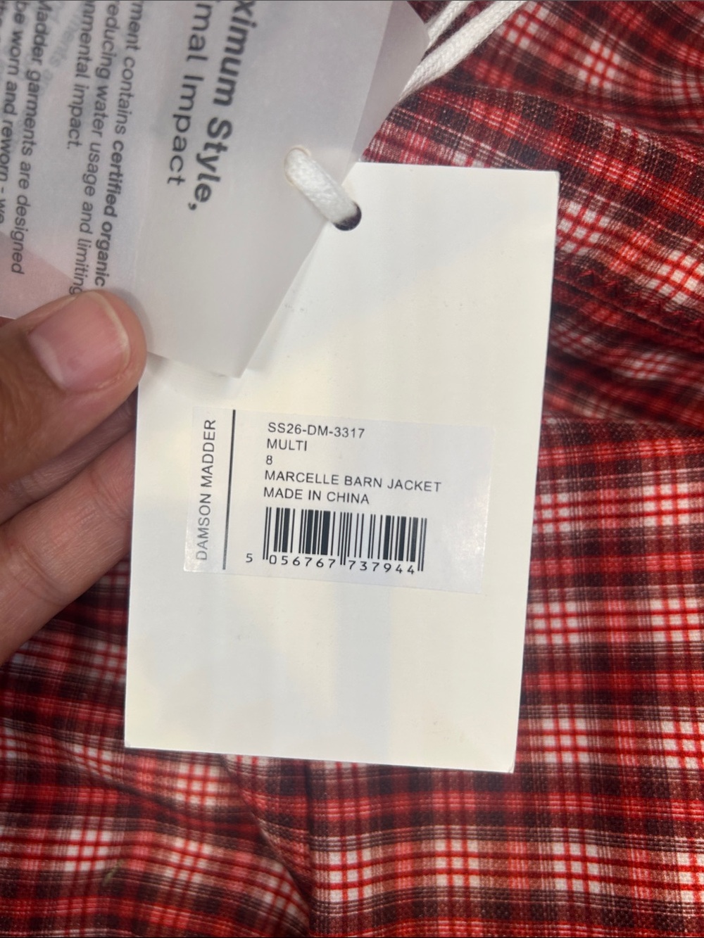 Anthropologie Damson Madder Marcelle Reversible Barn Jacket Plaid Khaki 8 NWT - Picture 10 of 15